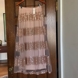 Anthropologie Rose Sequined long skirt w/tags